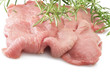 Veal meat and rosemary close up on white