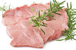 Veal meat and rosemary close up on white