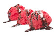 Strawberry ice cream close up on the white