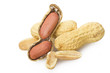 Peanuts close up on the white background