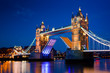 Tower Bridge in London, the UK at night