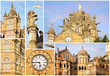 Collage of the details of the Victoria Railway station. Mumbai