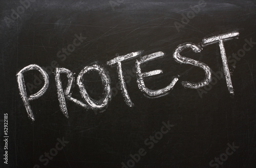 Photo: The word Protest on a Blackboard The word Protest on a Blackboard