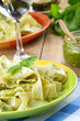 Photo: Pasta pesto closeup Pasta pesto closeup