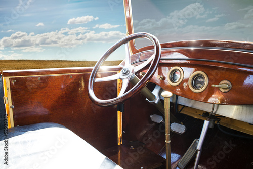 Photo: Vintage retro car interior Vintage retro car interior