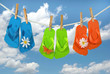 colorful flip-flops on clothesline