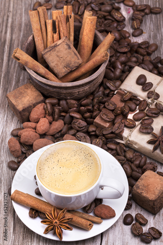 Photo: coffee with Chocolate bar and spices coffee with Chocolate bar and spices