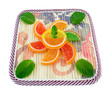 Fruit jelly with mint leaves