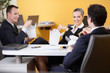 Business people eating chinese food in the office