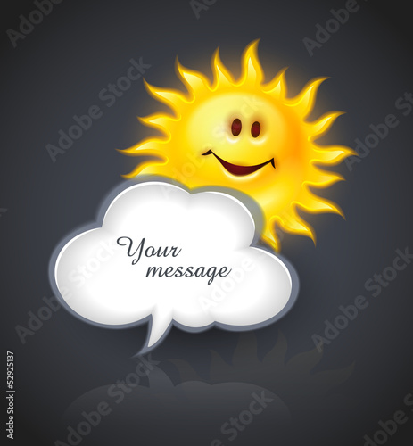Vector: Smiling yellow sun and cloud symbol for text message - EPS10 Smiling yellow sun and cloud symbol for text message - EPS10