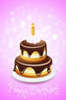 Vector: Happy Birthday Card with Cake Happy Birthday Card with Cake