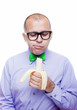 Man eating banana