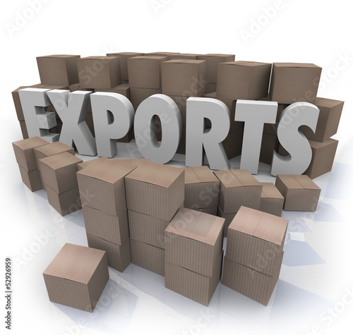 Illustration: Exports Cardboard Boxes International Trade Warehouse Exports Cardboard Boxes International Trade Warehouse