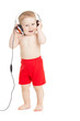 baby with headphone. young DJ