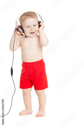 Photo: baby with headphone. young DJ baby with headphone. young DJ