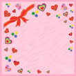 Greeting postcard on pink