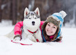 young woman with dog outdoor