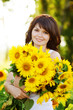 girl with a bouquet of sunflowers