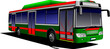 Red-green city bus. Coach. Vector illustration