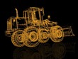 3d model bulldozer on black