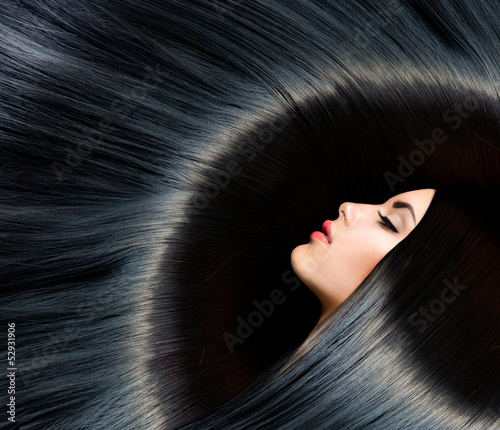 Photo: Healthy Long Black Hair. Beauty Brunette Woman Healthy Long Black Hair. Beauty Brunette Woman