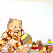 Cute hand drawn plush bear with  toys for design