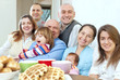   large happy three generations family