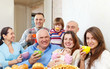 happy family communicate over tea