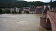 Hochwasser des Neckar bei Heidelberg - Altstadt mit Schloss