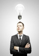 businessman and lamp