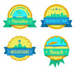 Vetor: Travel Adventures Logo templates. Vintage labels for vacation Travel Adventures Logo templates. Vintage labels for vacation