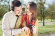 Couple enyouing in summer park