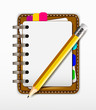 blank notepad with yellow pencil for you design