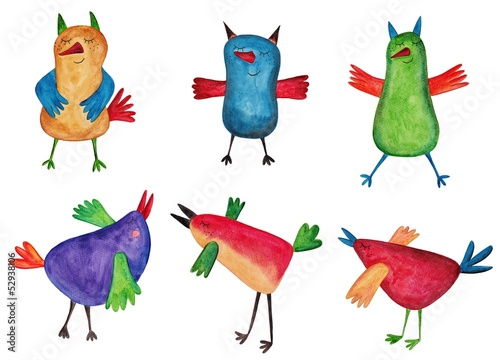Photo: Set of cartoon birds Set of cartoon birds