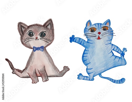 Illustration: Cats. Pencils on paper Cats. Pencils on paper