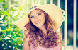 Beautiful happy smiling girl walking in the park outdoors
