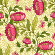Pattern with flowers and butterflies