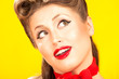 Pin-up girl in american style on yellow background