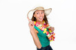 Cheerful girl leaving for sunny holidays