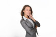 Businesswoman standing on white background