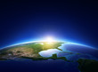 Earth sunrise over cloudless North America