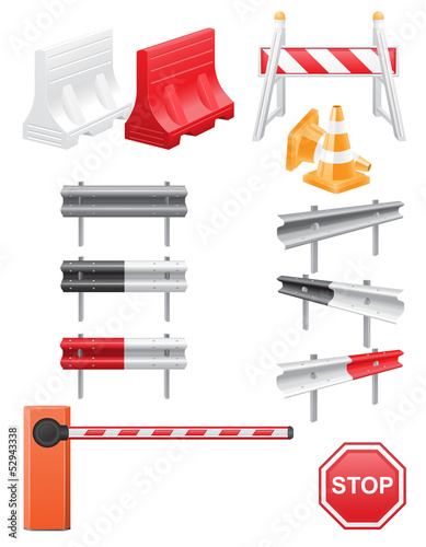 Vector: set icons road barrier vector illustration set icons road barrier vector illustration