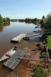 Moored river boat