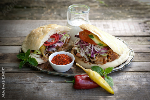 Photo: Fresh kebab on a plate Fresh kebab on a plate