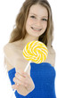 Photo: Freundliche Jugendliche hält Lolli Freundliche Jugendliche hält Lolli