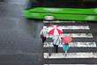 pedestrian crossing with car