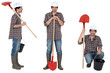 Construction worker with a bucket and shovel