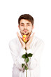 man with rose