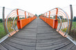 pedestrian cycle bridge to cross the River with fish eye view