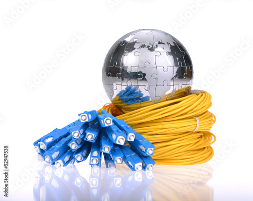 Photo: world map technology style against fiber optic background world map technology style against fiber optic background